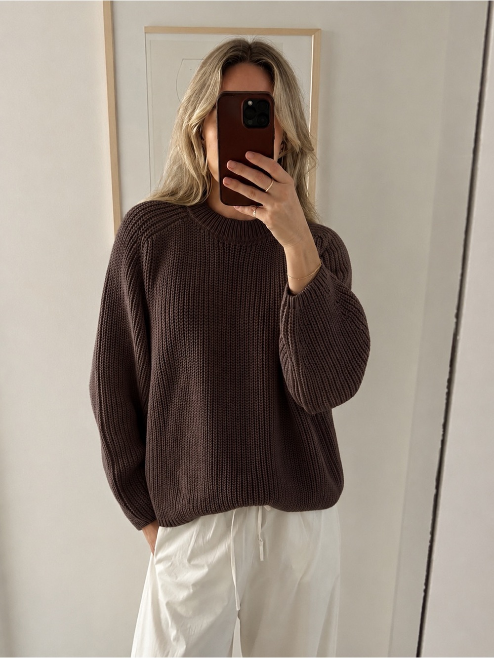 OZMA Elia Crewneck Sweater Organic Cotton Brown M/L
